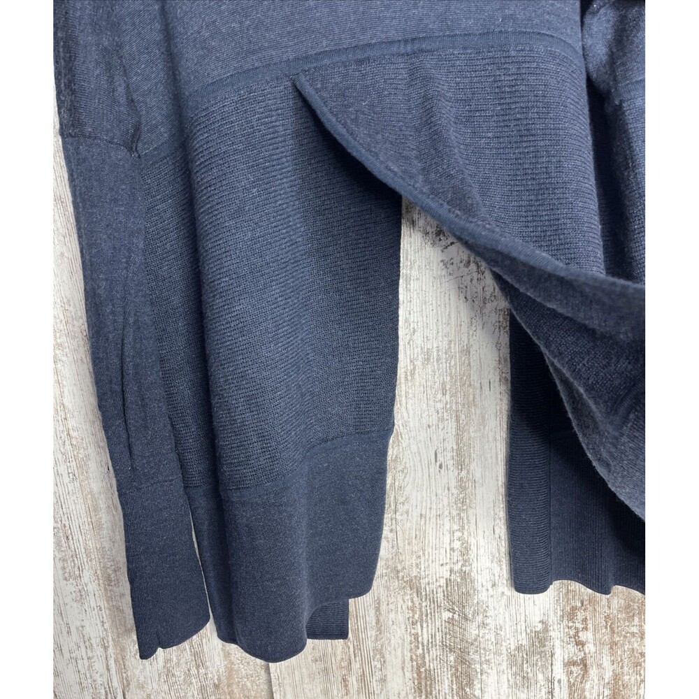 Lululemon Merino Wool-Blend Ribbed Long Sleeve Wrap Sweater Cardigan Blue Sz 8 - Picture 11 of 16